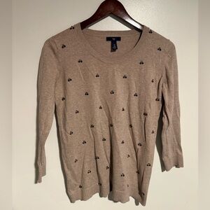 GAP Women’s Taupe Embellished Crewneck Sweater - Excellent condition!!
